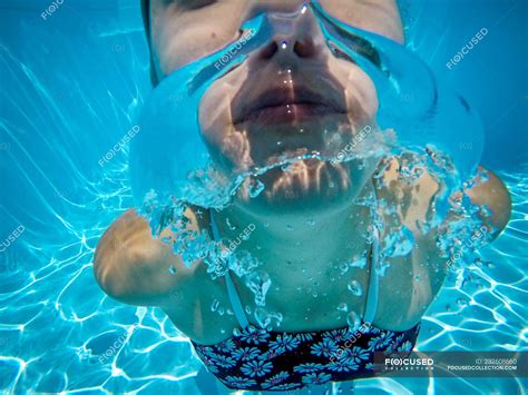 Girl Swimming Underwater In Swimming Pool — Healthy Lifestyle Looking