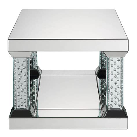 Fab glass and mirror stylish oval shape coffee table. Nysa Mirror/Glass Coffee Table with Faux Crystals Inlay by ...