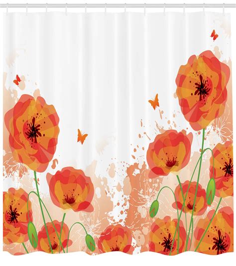 Poppy Shower Curtain Digital Watercolors Design Of Poppy Authentic