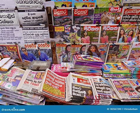 Sri Lankan Newspaper And Magazine Display In Colombo Street Editorial