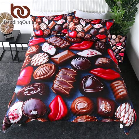 Beddingoutlet Chocolate Bedding Set Sweet Candy Duvet Cover Queen Red
