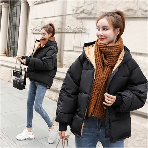 Korean Style 2019 Winter Jacket Women Hooded Oversized Bubble Fashion Female Coat Outwear Short