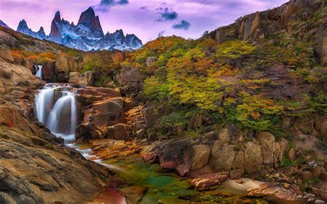 Download Wallpapers Waterfall Andes Mountains Santa Cruz Mountain