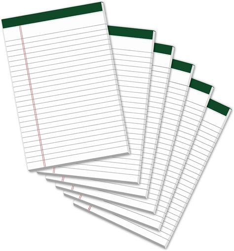 6 Pack College Legal Pads 5 × 8 Inch 30 Sheets Small Legal