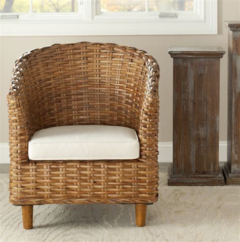 Safavieh Omni Rattan Barrel Chair Honey And White Incredible Rugs And