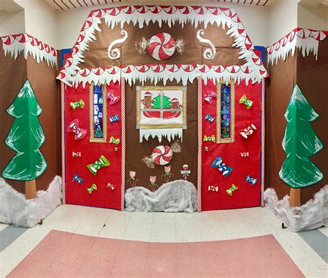 gingerbread house classroom door welcome to peppermint forest in our candy land hallway