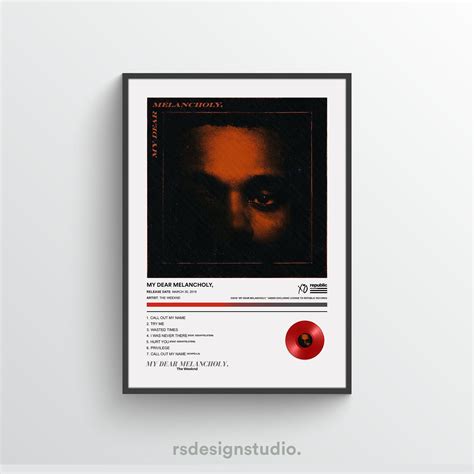 The Weeknd My Dear Melancholy Album Poster Rsdesignstudio