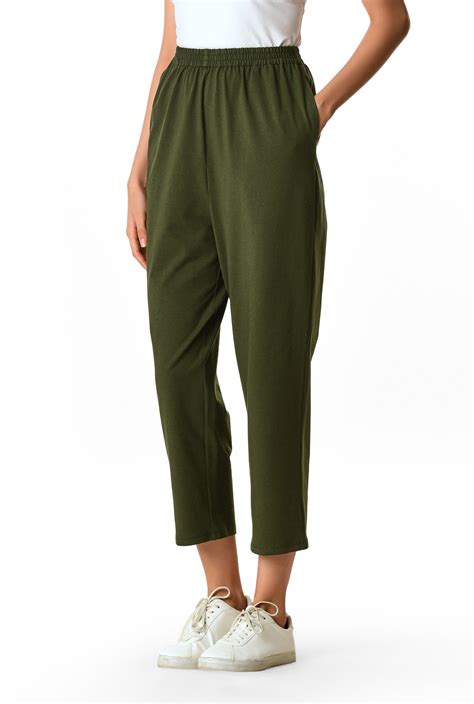 Shop Elastic Waist Cotton Jersey Knit Pants Eshakti