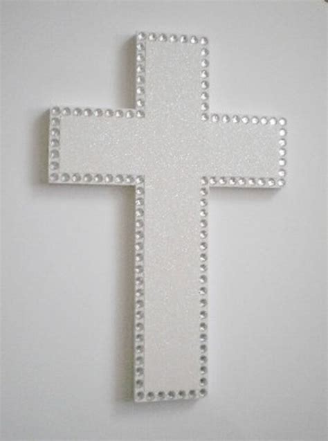 White Glitter And Bling Wall Cross Sparkling White Glitter And