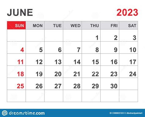 Calendar 2023 Template June 2023 Layout Printable Minimalist Monthly
