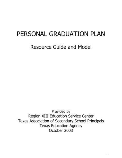 Personal Graduation Plan