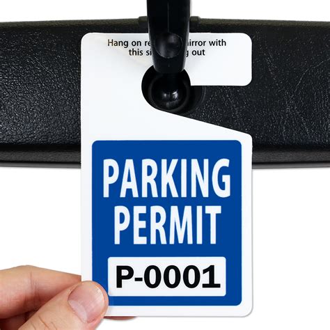 Stock Parking Permit Hang Tag Blue Sku Pp 2001 Seq
