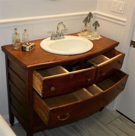 Repurposed Antique Dresser Turned Into A Bathroom Sink Vanity 1000