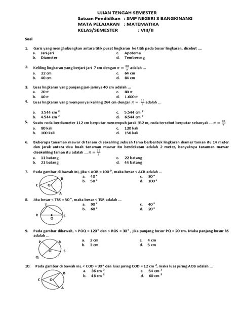 Materi Mtk Kelas 8 Semester 1 Kurikulum 2013 Buku Paket Matematika