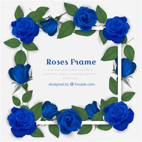 Decorative Frame With Blue Roses Stock Images Page Everypixel