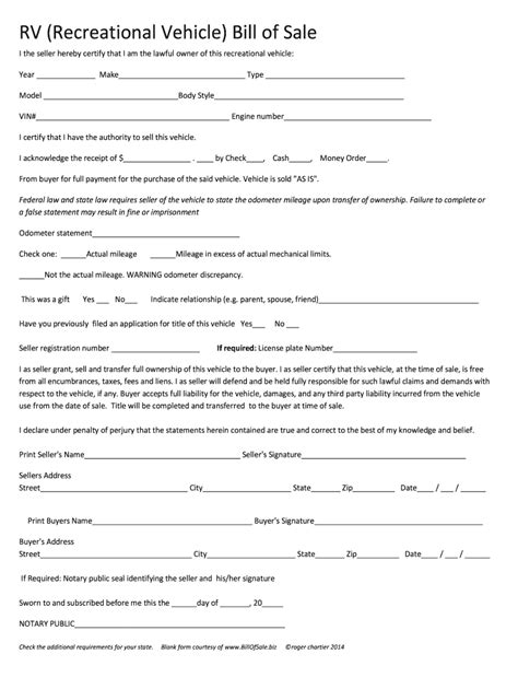 Motorhome Bill Of Sale Fill Out And Sign Online Dochub