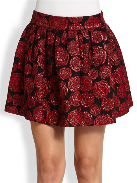 Lyst Alice Olivia Rose Jacquard Mini Skirt In Red
