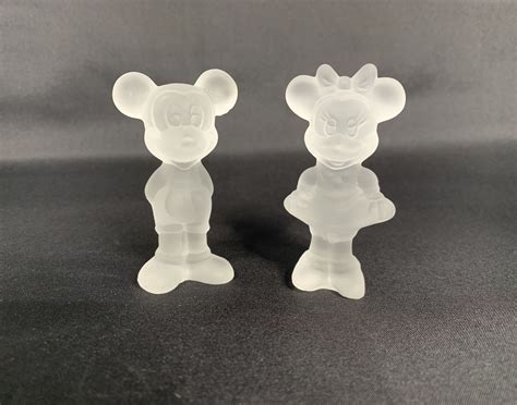 Mickey And Minnie Frosted Glass Figurines Vintage Mickey And Etsy