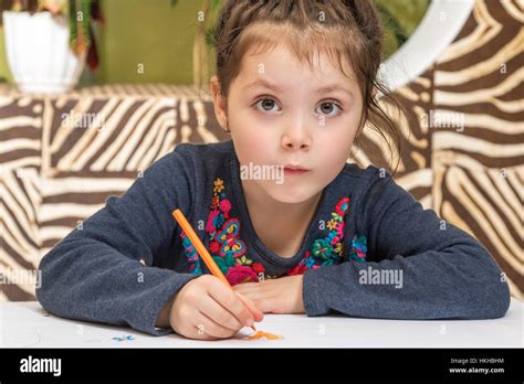 Preschooler Child Drawing Stock Photo Alamy