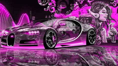 Bugatti Chiron Super Crystal City Graffiti Girl Street Car