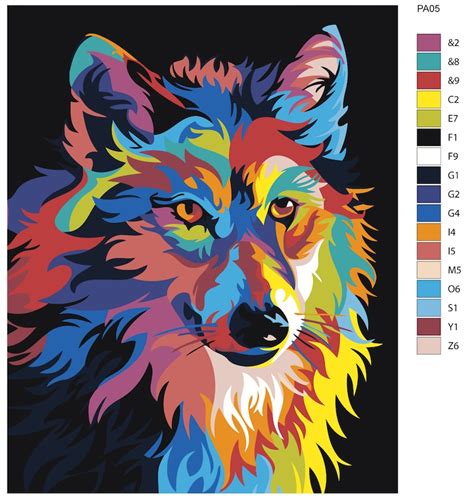 Colorful Wolf Paint By Numbers For Adults Acrylic Painting On Etsy