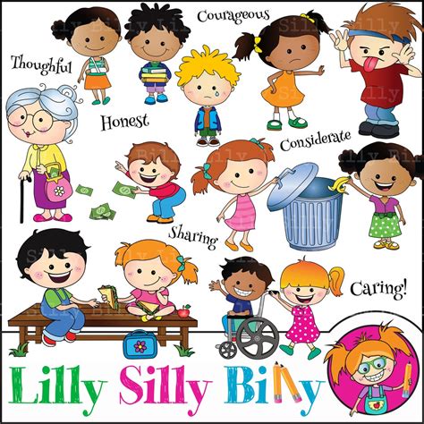 Childrens Values Education Clipart Cute Children Practicing Kindness