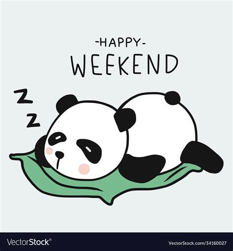 Panda Sleeping Happy Weekend Cartoon Royalty Free Vector