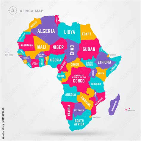 Vector Illustration Africa Regions Map With Single African Countries