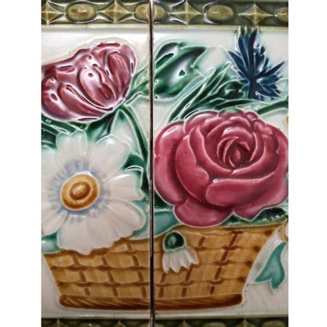 Art Nouveau Relief Tiles From Morialmé 1900s Set Of 2 For Sale At Pamono