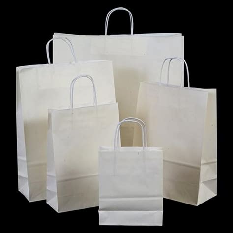10x White Paper T Bags With Twisted Handles 18cm X 22cm X 8cm