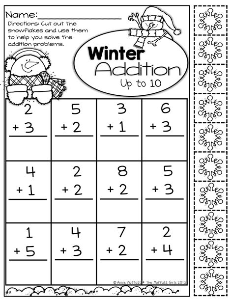 Winter Addition With Built In Manipulatives Kindergarten Math
