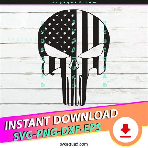 American Flag Punisher Skull Svg Png Eps Dxf Cutting File Cricut Silhouette