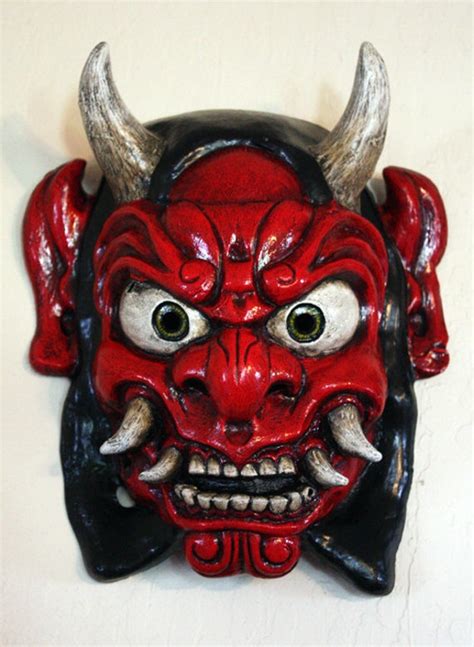 Mask Oni Japanese Ogre Demon Red Unisex Adult