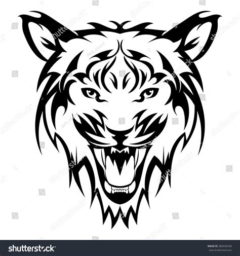 Beautiful Tiger Tattoovector Tigers Head Design Stock Vector