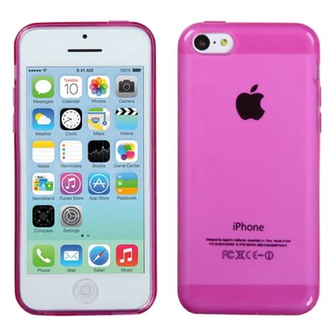 Mybat Glossy Transparent Hot Pink Candy Skin Cover For Apple Iphone 5c