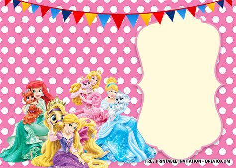 Free Printable Disney Princess Polkadot Invitation Templates Free