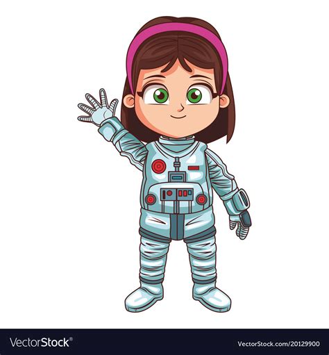 astronaut girl cartoon royalty free vector image