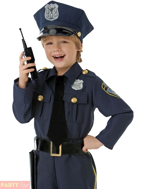 Boys Police Officer Costume Childrens Cop Fancy Dress Kids
