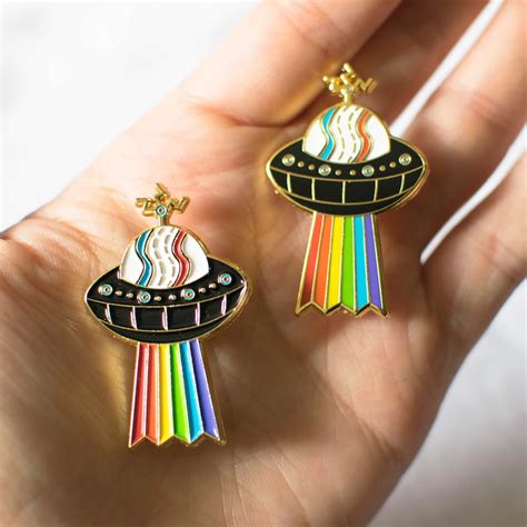 Rainbow Ufo Pin Pride Pin Rainbow Pin Enamel Ufo Pin Etsy