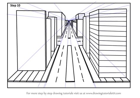 Learn How To Draw One Point Perspective City One Point Perspective