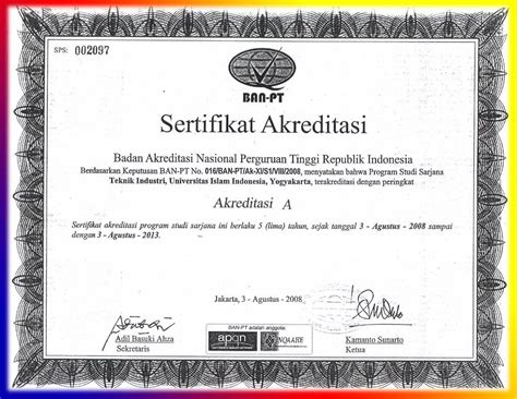 .sertifikasi ban pt dengan nilai akreditasi a, selain itu dtm ftui juga telah mendapatkan sertifikat dari asean university network (aun). Sertifikat Akreditasi Ban Pt Universitas Terbuka