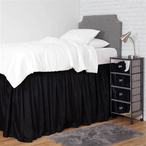 Extra Long Dorm Bed Skirt Black Cool Dorm Rooms College Dorm Room