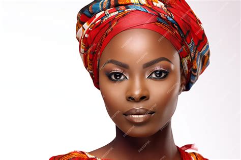 premium ai image portrait of a beautiful african american woman in a headscarf