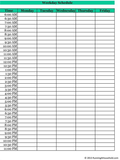 Free Printable Daily Calendar 15 Minute Increments Ten Free Printable