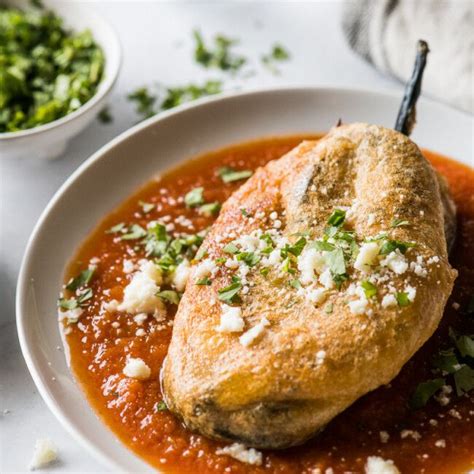 an authentic chile relleno recipe made from roasted poblano peppers stuffed with cheese di