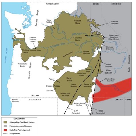 Map Of The Main Dike Swarms Of The Columbia River Flood Basalt