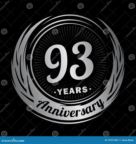 93 Years Anniversary Elegant Anniversary Design 93rd Logo Stock