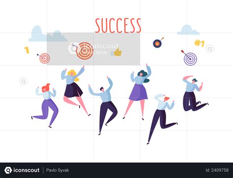 Premium Business Persons Celebrating Success Illustration Download In