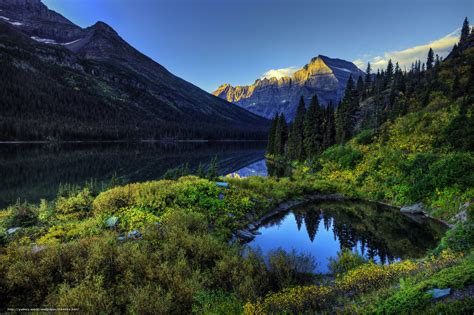 Download Wallpaper Glacier National Park Lake Mountains Trees Desktop