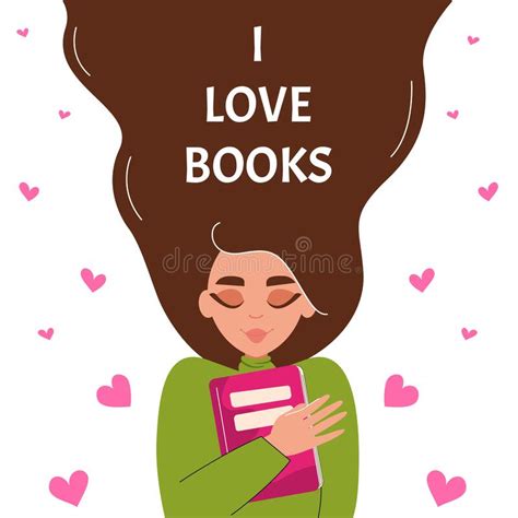 I Love Books Girl Hugging Book Stock Vector Illustration Of